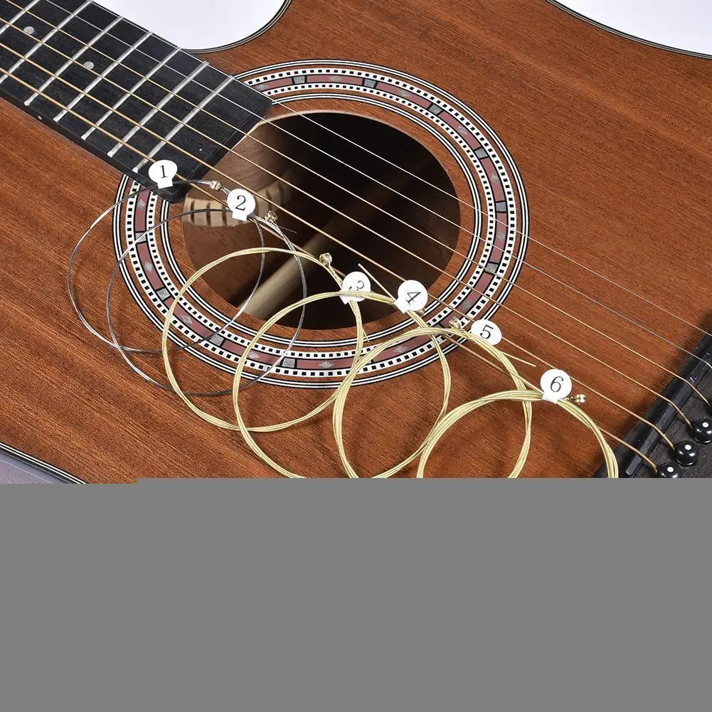 6pcs/set Universal Acoustic Guitar String Brass Hexagonal Steel Core Strings For Musical Instruments Guitars Strings Guitar Part