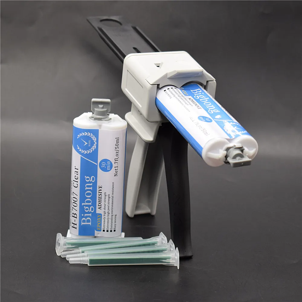 2 Stück Klares Epoxidharz 50ml Klebstoffe Epoxidharze 1:1 AB-Kleber & 4 Stück Statische Mischdüsen & 50ml Kartuschenpistolen 1:1 Klebstoffpistolen-Werkzeuge – Detail 4