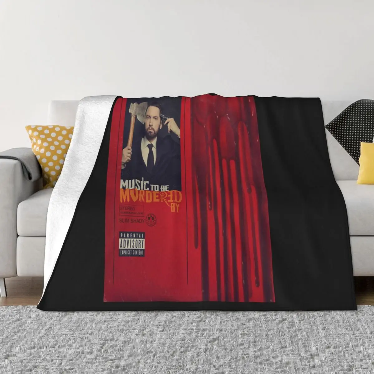 Eminem Am Nhac Duoc Sat Hai Rap Album Cover Rap Than Bong Toi Quan Ao Baseball Throw Blanket