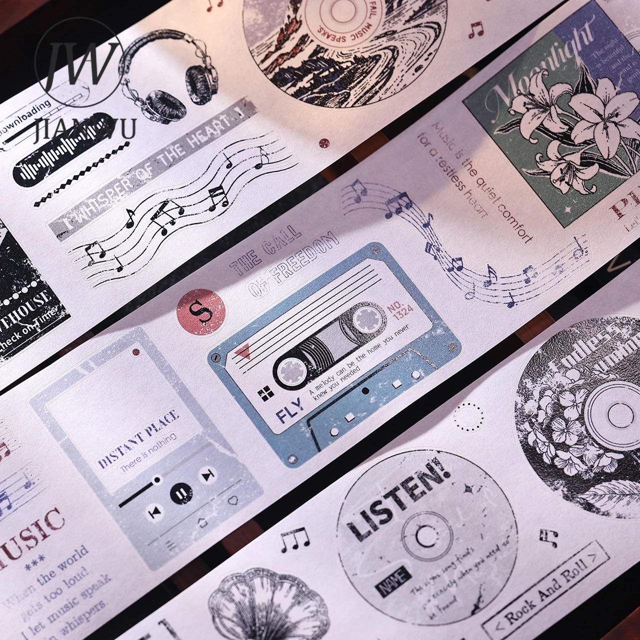 JIANWU 60mm*6m ヴィンテージフィルム音楽ボーダー風景素材コラージュスクラップブック PET テープクリエイティブ DIY ジャーナル文具