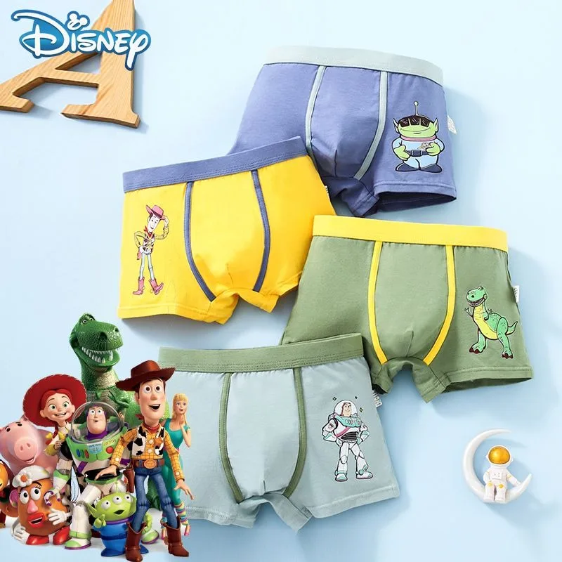 

4-pack of Disney Cartoon Animation Cute Toy Story Buzz Lightyear Grade A Pure Cotton Elementary School Boy Boxer Briefs