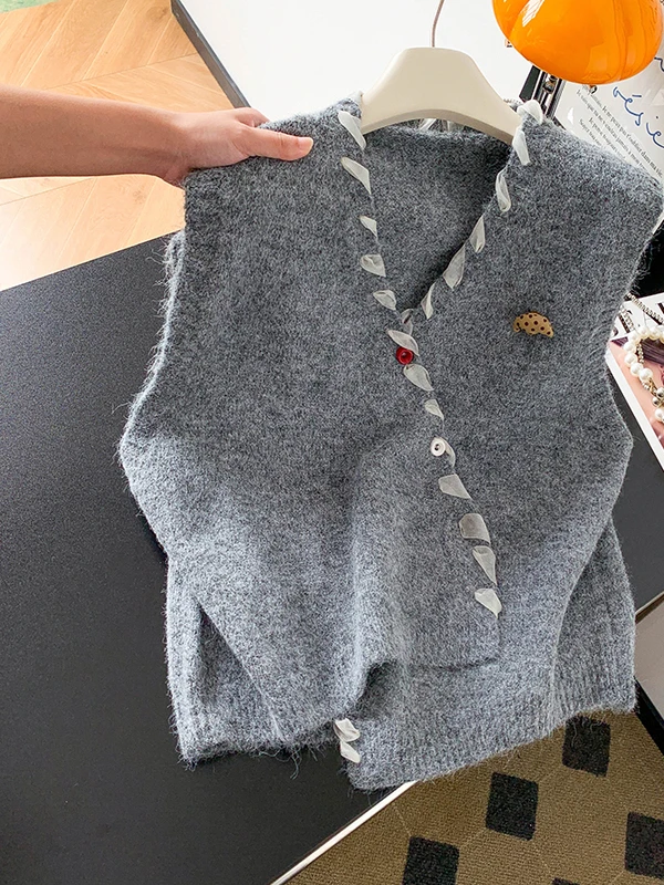 

Корейский повседневный вязаный открытый кардиган, жилет, женская верхняя одежда, модный многослойный свитер, топ, Новое поступление, осень 2025 г.