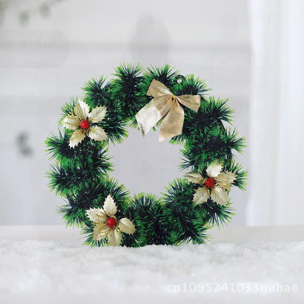 

Christmas Artificial Greenery Wreath 28CM Outdoor Home Decor Hanging Ornament Cross-Border Tinsel Flower Vine Ring Modern