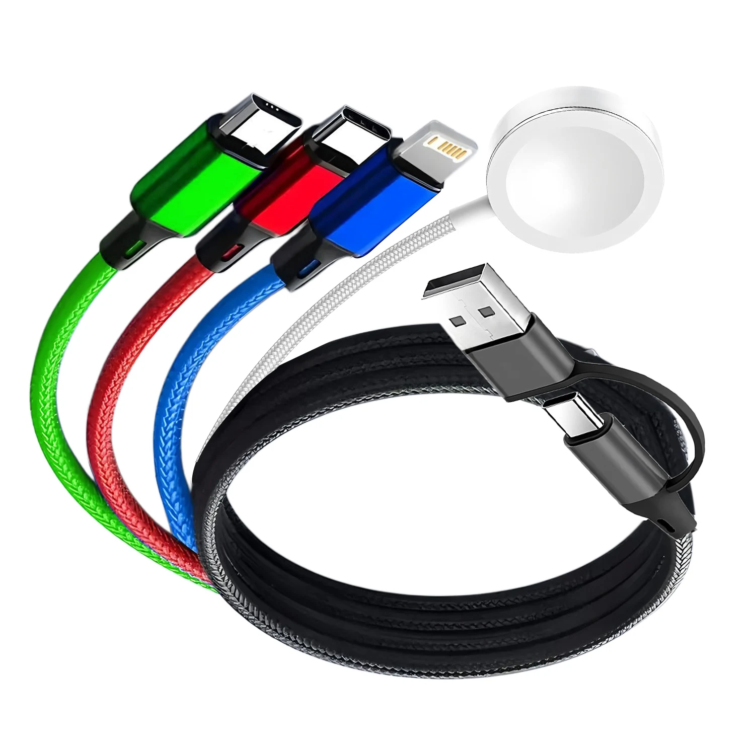 Kabel Pengisi Daya Multi USB C 2 in 3 240W untuk Ponsel/Komputer/Jam Tangan, Mendukung iPhone 16/15