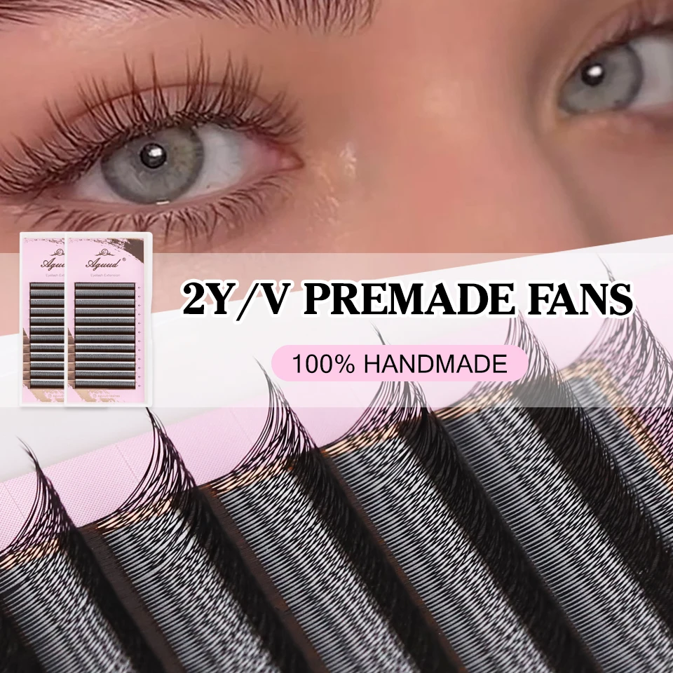 Single Tip 2D Y Shape Eyelash Extension 2D W Faux Mink Hand Woven Soft Light Natural Cross YY Lash Premade Russian Volume Lashes