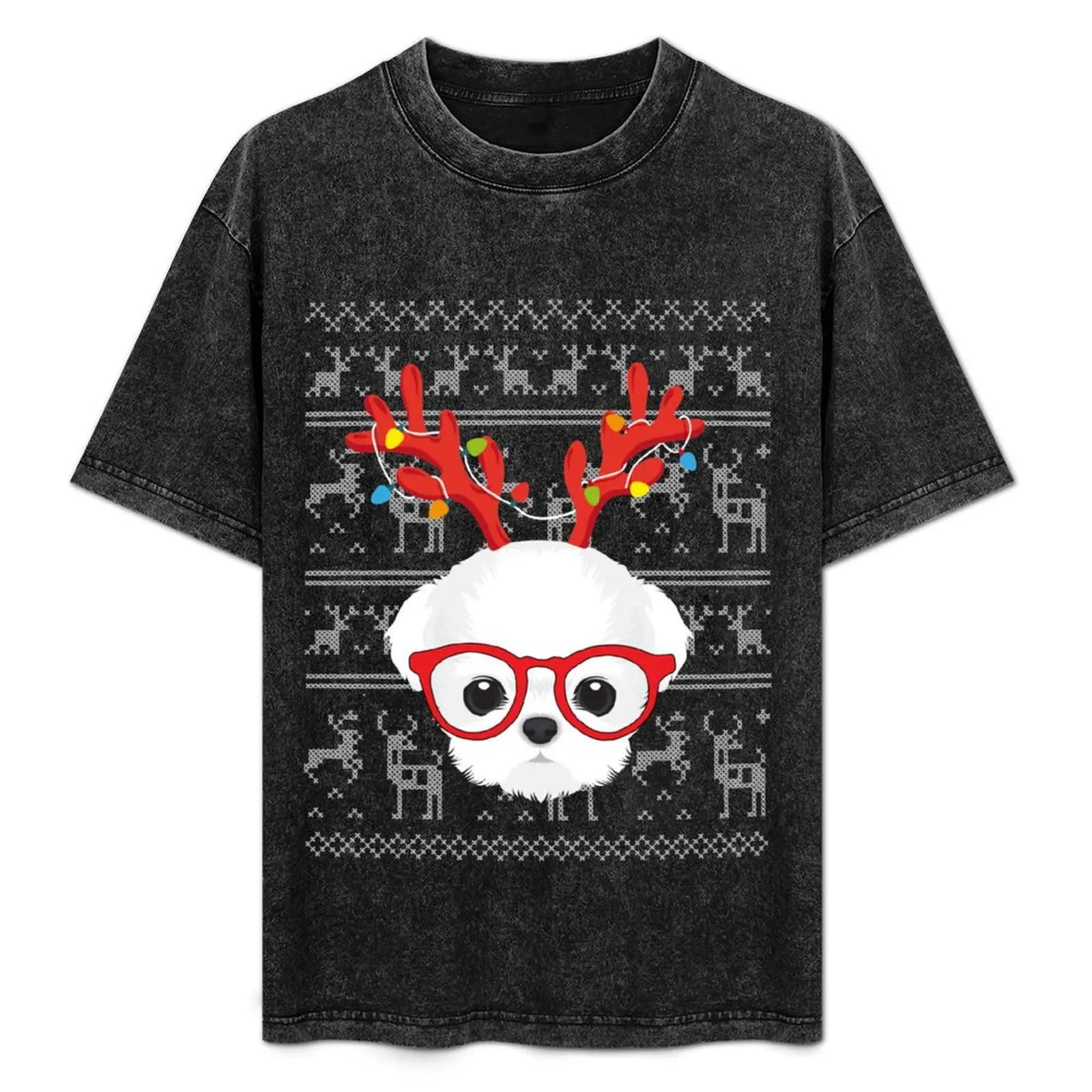 

Maltese Ugly Christmas Sweater Reindeer Xmas T-Shirt summer shirt plus sizes mens designer clothes