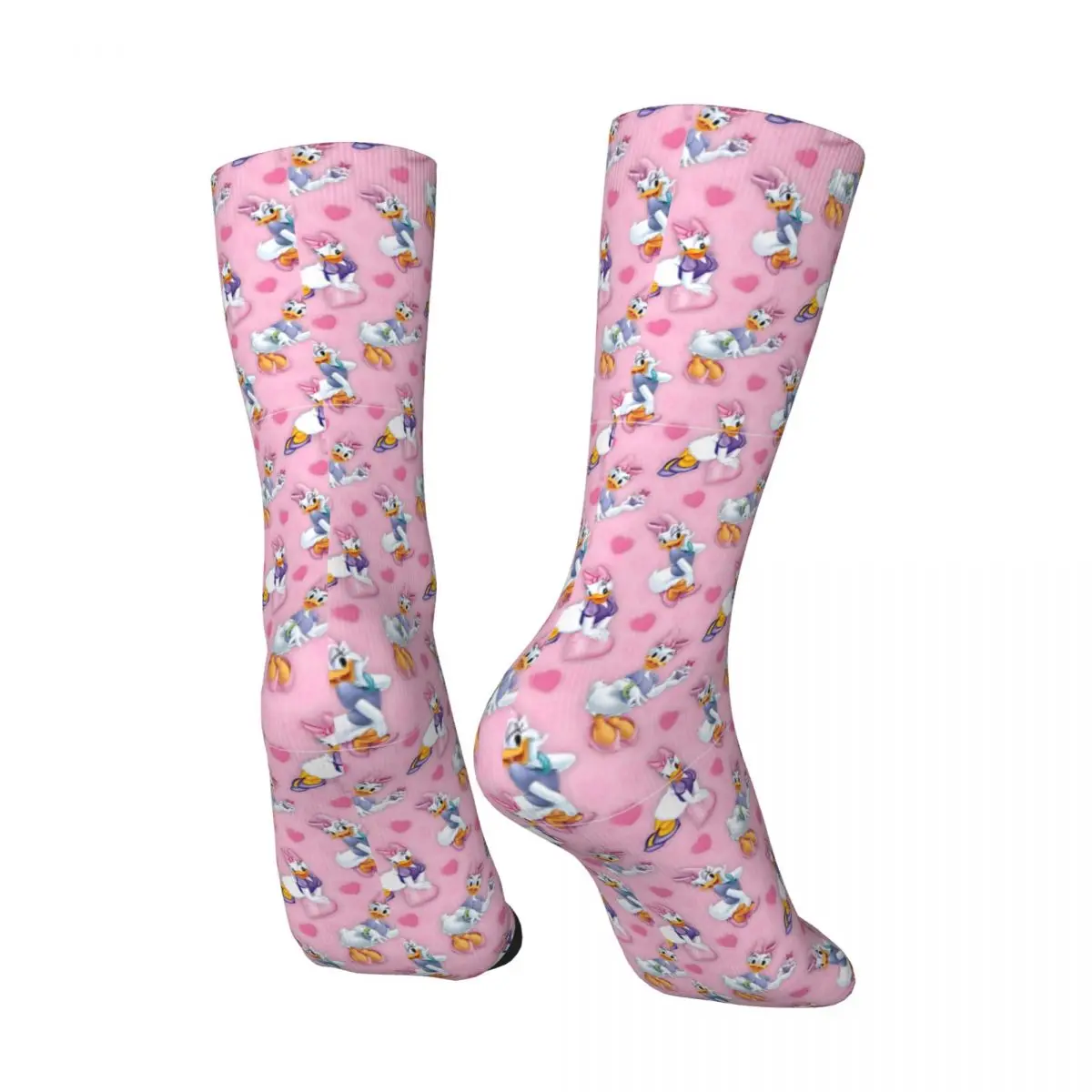 Beautiful Daisy Duck Design Sock for Men Hip Hop Harajuku Disney Mickey Mouse Happy Seamless Pattern Printed Boys Crew Sock