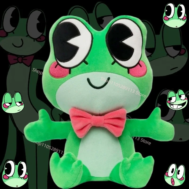 

New 25cm Frog Ribbit Plush Toy Cute Bow Tie Frog Plushie Soft Stuffed Animal Doll Kawaii Stuffed Doll Toy Gift For Fans