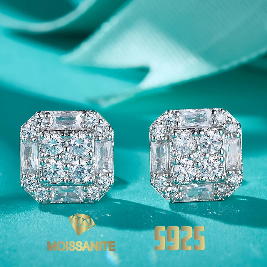 

Octagonal Earrings Moissanite Stud Earring for Women S925 Silver Earrings with Gra Cerificate New 2025