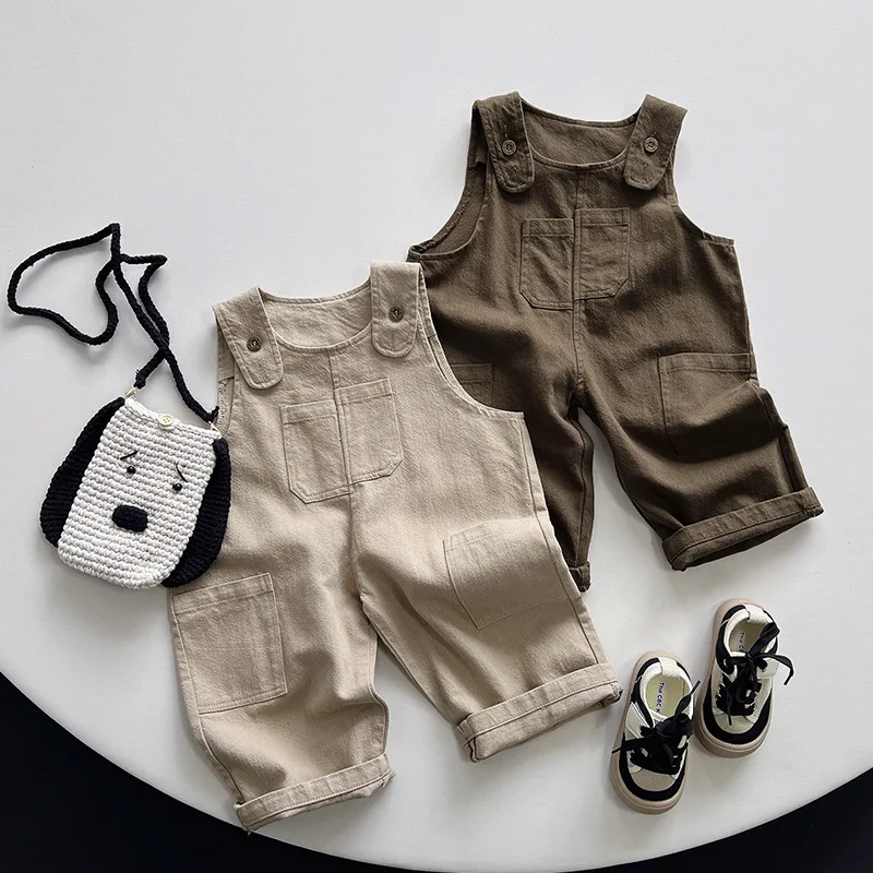 Boys Backpack Pants Spring and Fall New Girls Korean Loose Versatile Long Pants Baby Child Casual Pants Kids Clothes