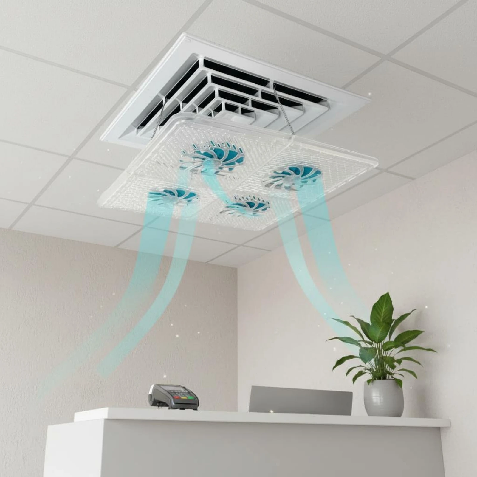 Square Air Outlet Deflector White Square Air Deflector Air Conditioning Vent Baffle Blue Blades Home Ventilation Transparent