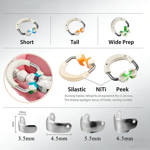 Bandas de matriz dental con matrices de metal NITI, anillo de abrazadera, sistema de matriz contorneada seccional para sujeción y kit de herramientas de restauración