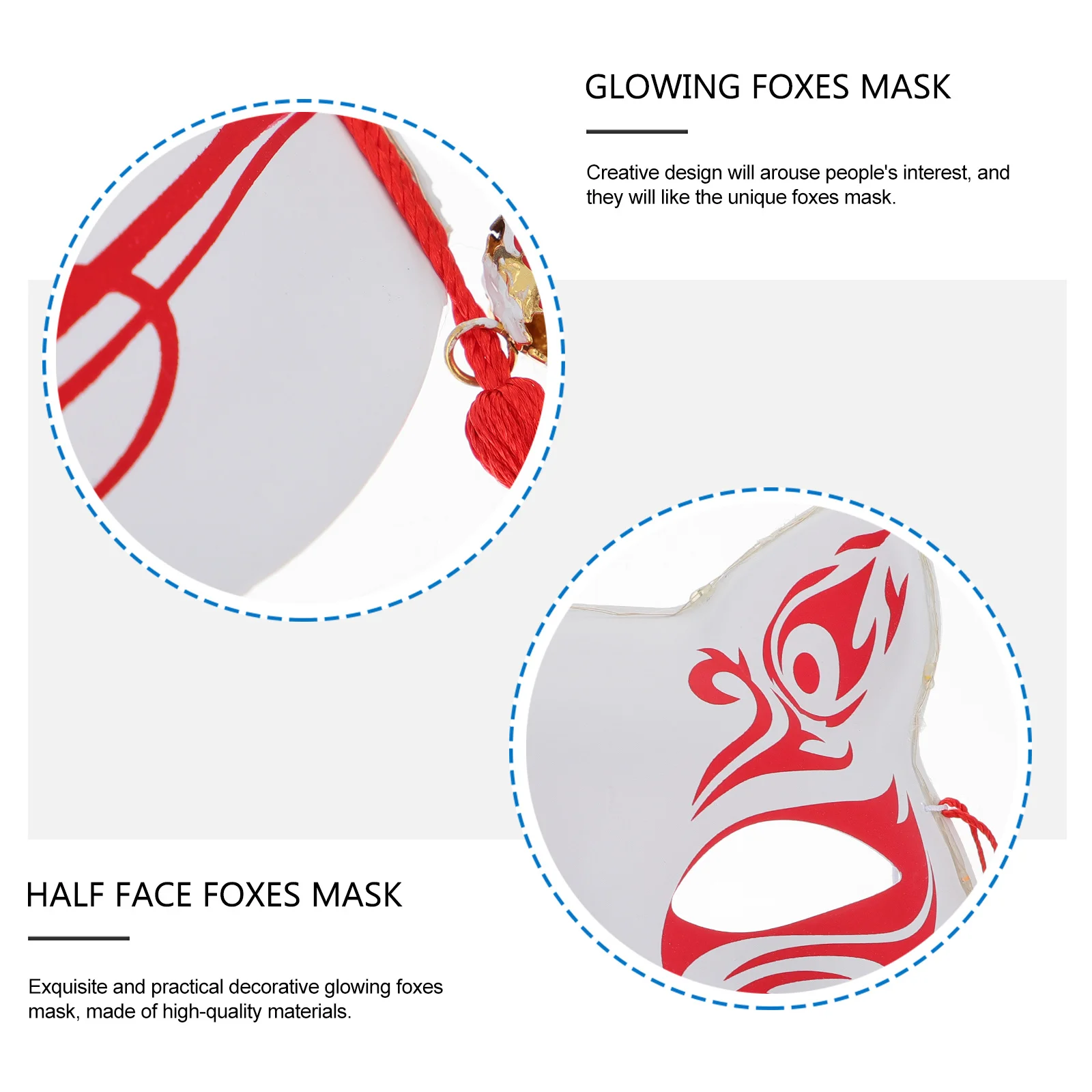 

2 Pcs Halloween Mask Fox Masquerade Faux Party Glowing Masks PVC Half Face Costume Cosplay