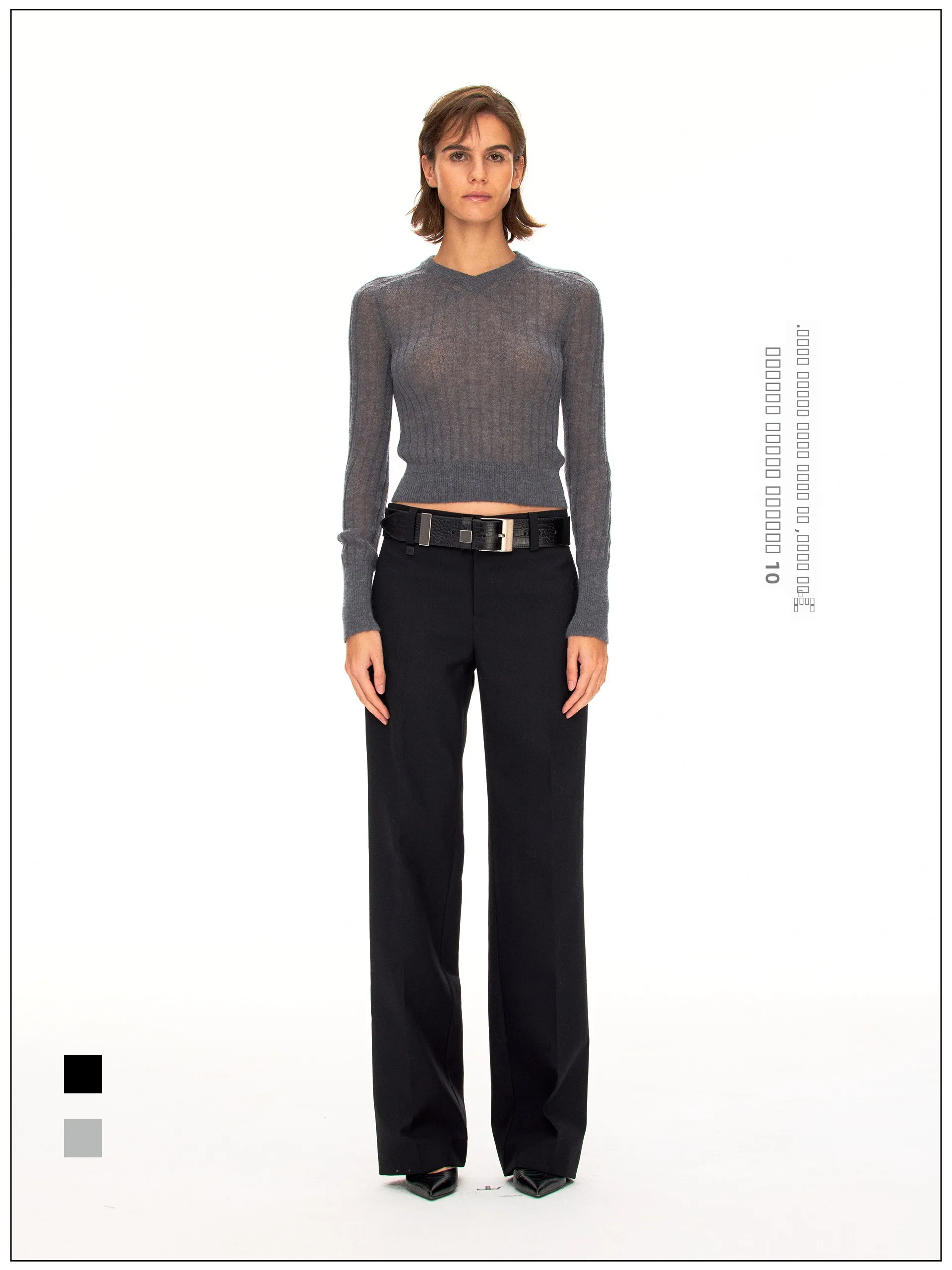 

Женский модный осенний свитер-пуловер с V-образным вырезом и длинными рукавами из нейлоновой смеси, облегающий крой, в стиле факс-копи.