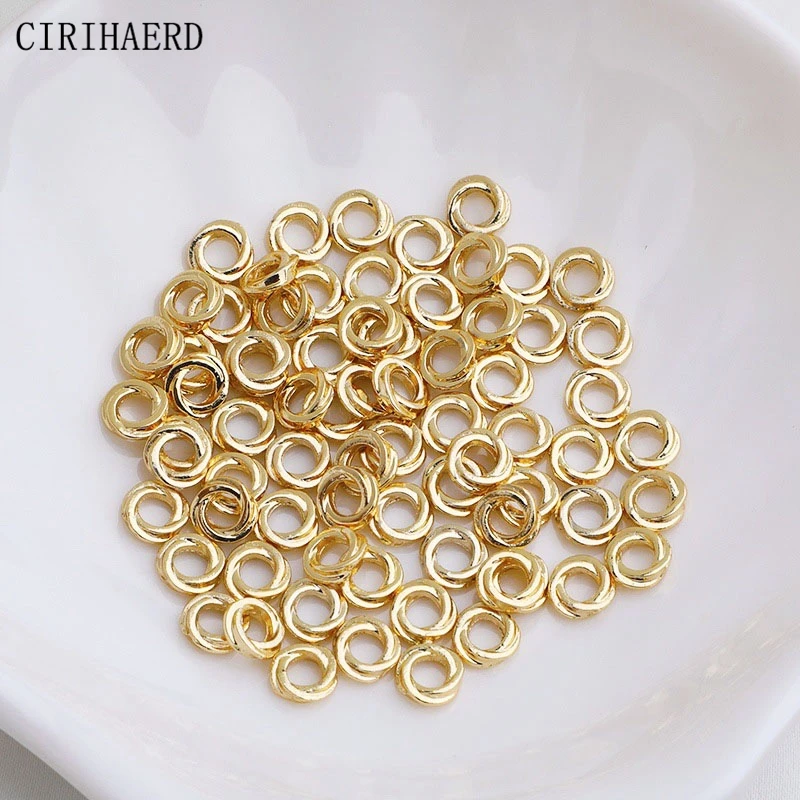 New 14K Gold Plated Round Twist Closed Gasket Jump Rings Diy Handmade Jewelry Making Accessories Big Hole Beaded Spacer Beads