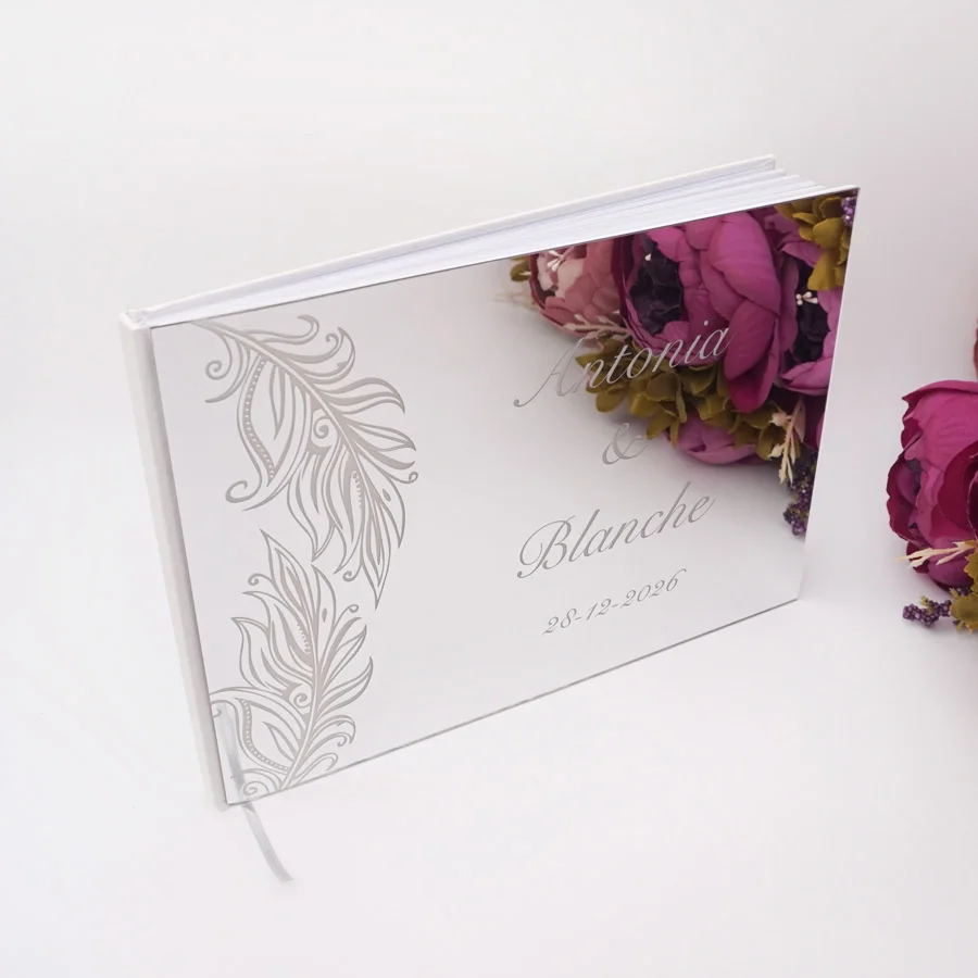 Custom Acrylic Cover Wedding Book Personalized Engraved Newlyweds Name&Date Book Party Decoration Memorial Gifts Sign In Book