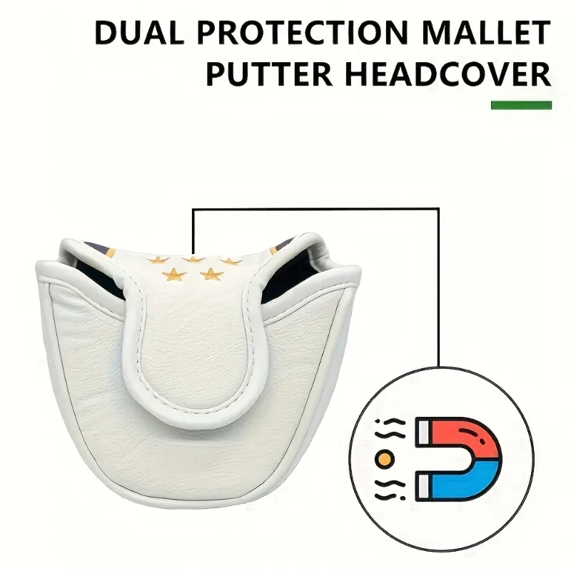 غطاء رأس متين لنادي الجولف بتصميم نجمي ورقمي - إغلاق مغناطيسي، واقي قضيب دفع الجولف، ملحقات الجولف
