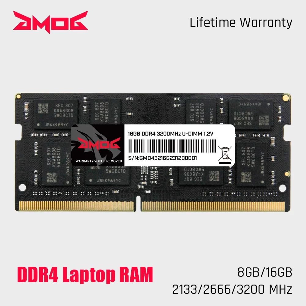 

GMOG DDR4 Memoria RAM for Laptop 8GB 16GB 2133MHz 2666MHz 3200MHz SO-DIMM Memory RAM Memoria RAM DDR4 1.2V Lifetime Warranty