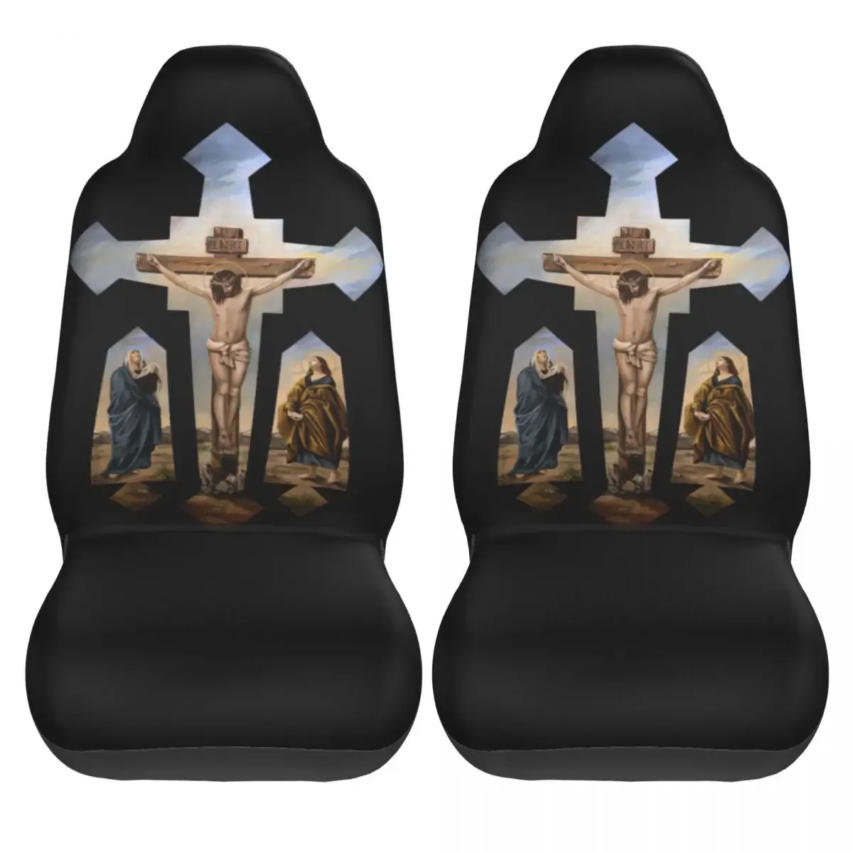 Cross Jesus Car Seat Cover Custom Printing Universal Front Protector Accessories Cushion Set