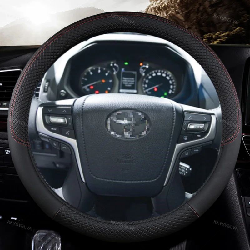 PU Leather Car Steering Wheel Cover For Toyota Land Cruiser Prado 90 100 120 150 200 300 Fj Cruiser Auto Accessories