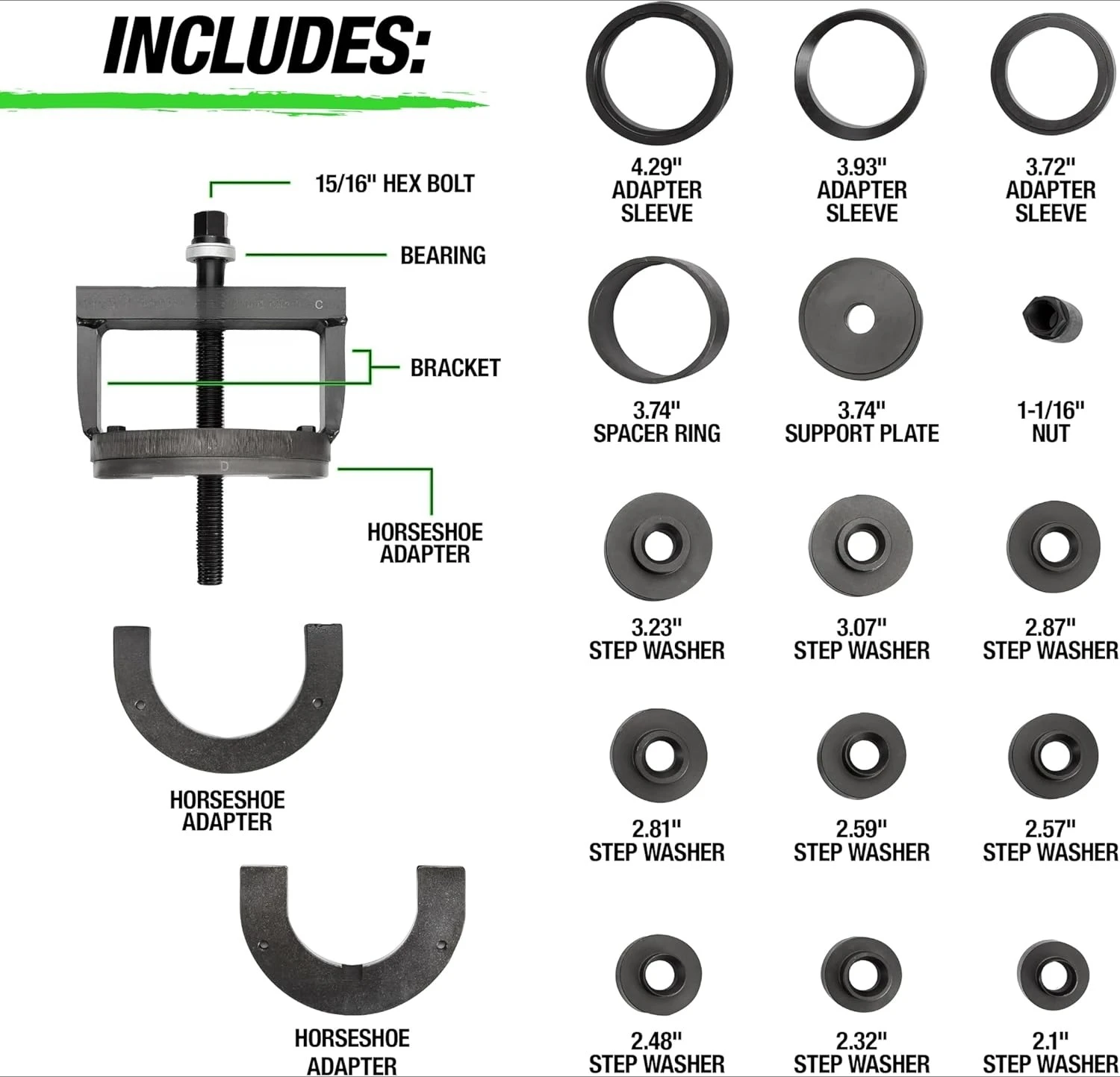 27213 Master Wheel Hub & Bearing Remover & Installer Kit, Back & Front Wheel Bearing Removal Tool, Back·Factory Direct Sales