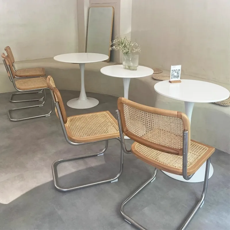 

Internet celebrity ins cafe back chair Nordic white tulip dining table milk tea shop table chair set commercial