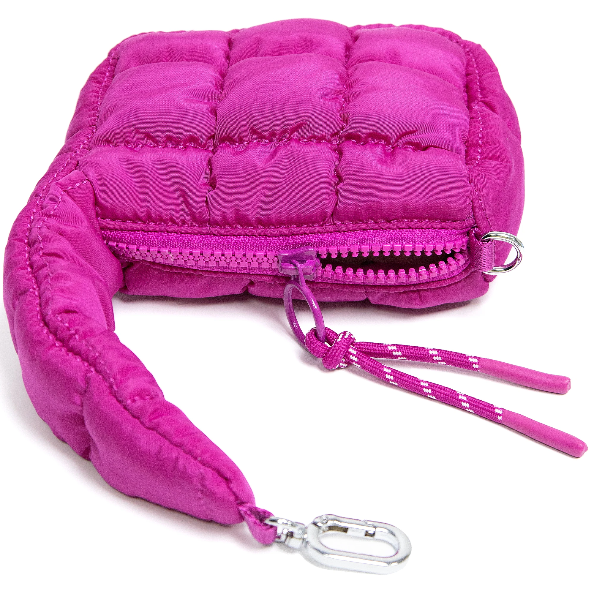 Bolsa de maquiagem acolchoada, bolsa de cosméticos, bolsa de higiene pessoal de viagem para mulheres, bolsa de maquiagem fofa organizadora bebê rosa puffer bolsa de maquiagem