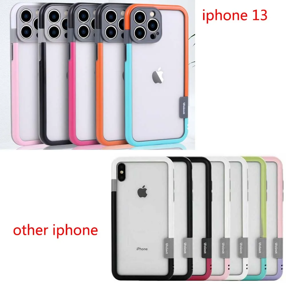 Bumper Case For iPhone 16 15 14 13 12 Mini 11 Pro Max 15 Plus X XS Max XR Dual Color Bumper Border Soft tpu + PC Case Cover Skin