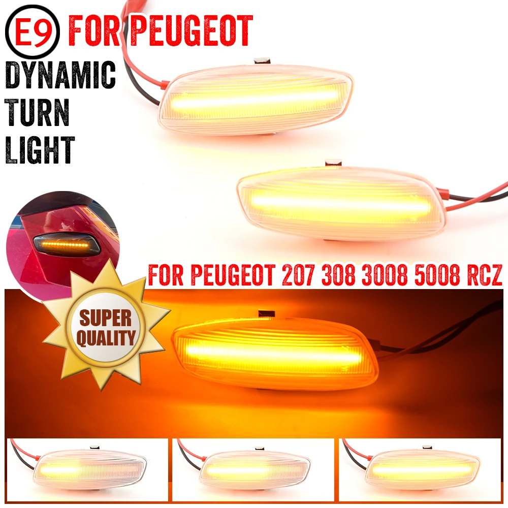 

1 Pair For Citroen C3 C4 C5 DS3 DS4 For Peugeot 207 308 3008 RCZ Dynamic LED Side Marker Lights Turn Signal Light Blinker 6325G5