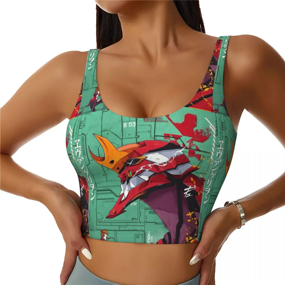 

Custom High Impact Evangelion Japan Cartoon Sports Bra Women Japanese Gym Workout Yoga Crop Top