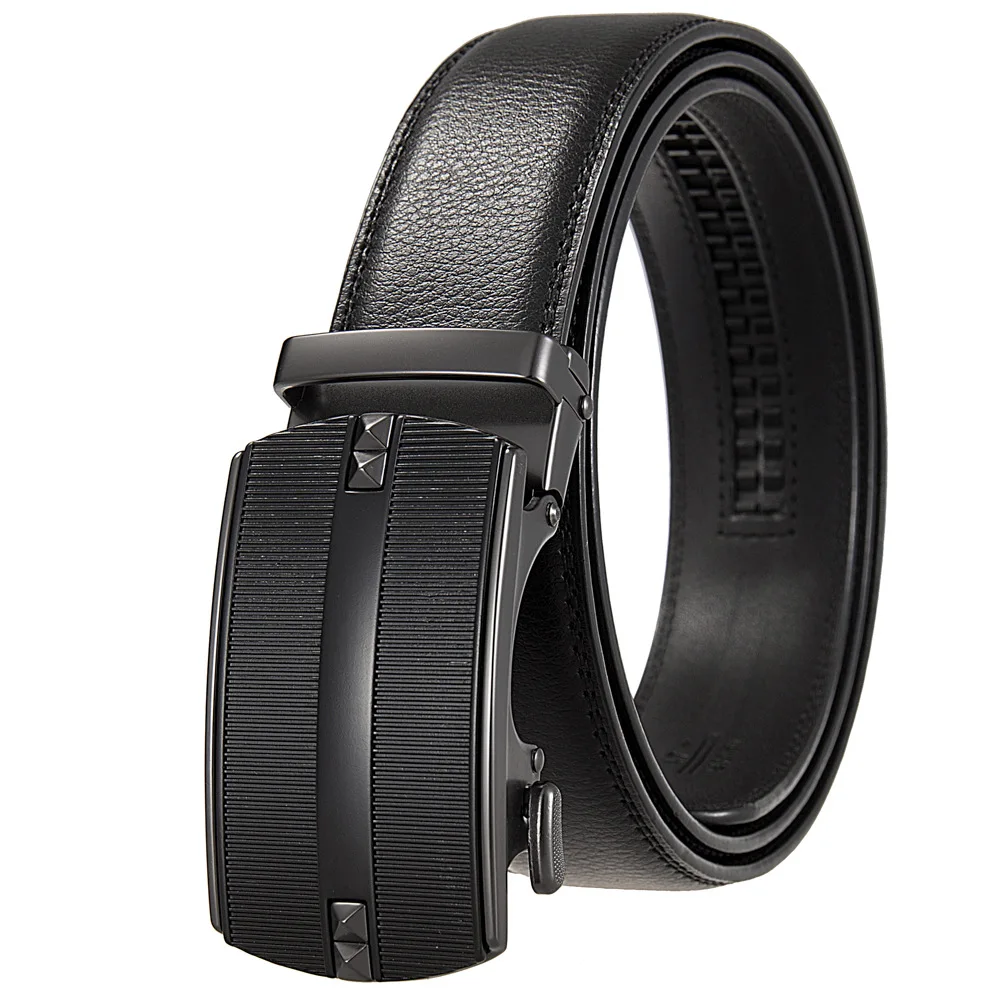 

35mm Genuine Leather Belts for Men Alloy Automatic Quick Release Buckle Without Holes Men Coffee Belt Cowskin Suit Belt Male