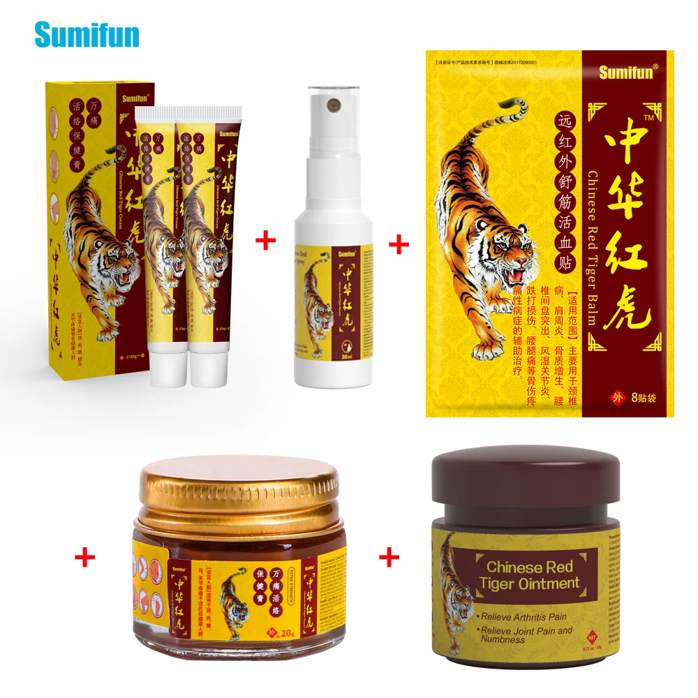 5Type Hot Sale Sumifun Red Tiger Relief Pain Cream Joint Muscle Sore Massage Ointment Rheumatoid Arthritis Ache Medical Plaster