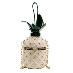 Fashion Pineapple Type Shoulder Crossbody Bag For Women 2024 Luxury Rivet Leather Chain Ladies Messenger Bag Handbag Purse