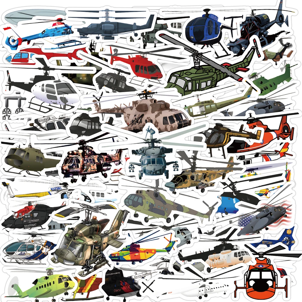 10/30/60PCS Science Fiction Helicopter Interesting War Sticker Travel Luggage Guitar Laptop Graffiti Waterproof Sticker Toys