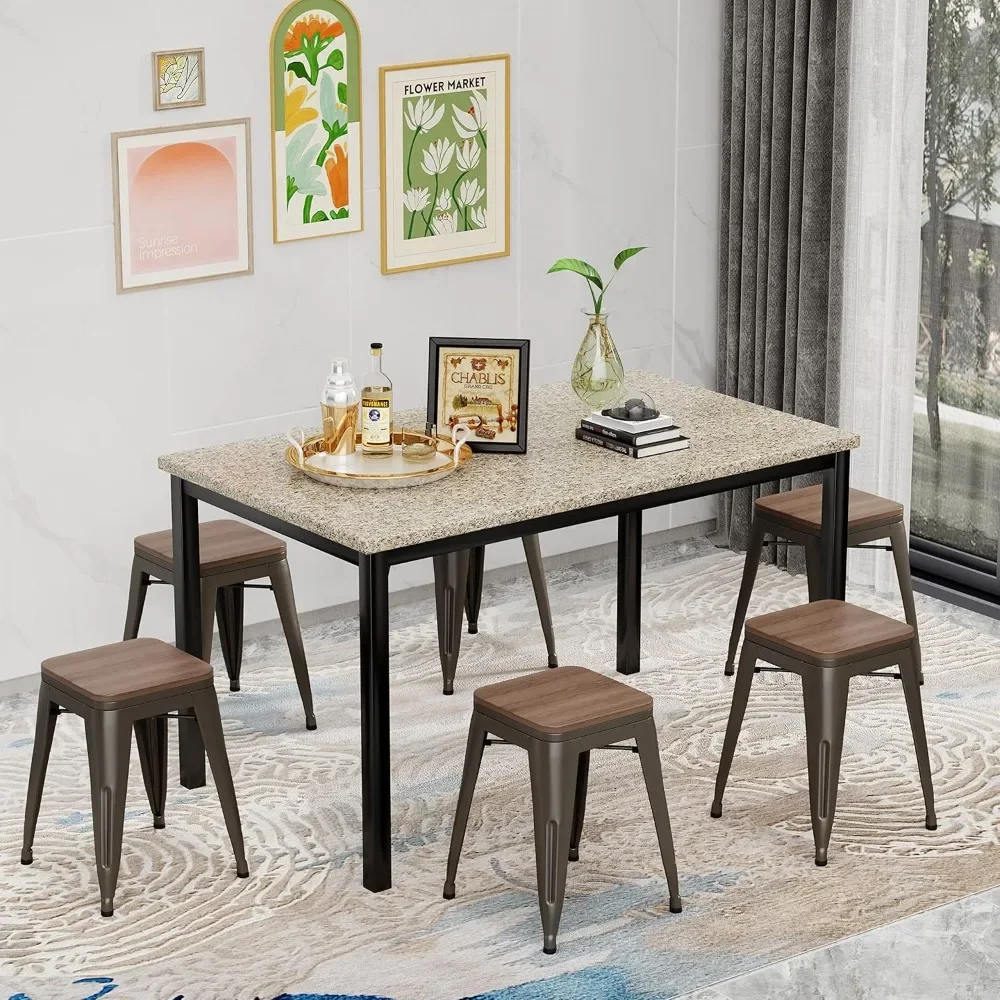 Metal Dining Chairs Set, Bancos Escolares Empilháveis, Bar Curto, Classro, Conjunto de 4, 18"