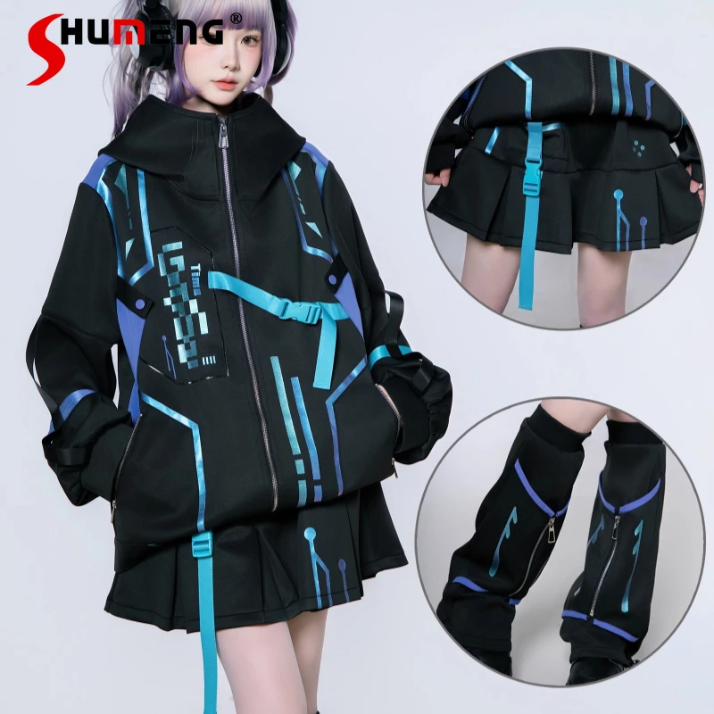 

Japanese Rojita Daily Wear Two-Dimensional Outfit Set Jacket Soft Girl Cartoon Anime Style Functional Sweatshirt Coat Outerwear