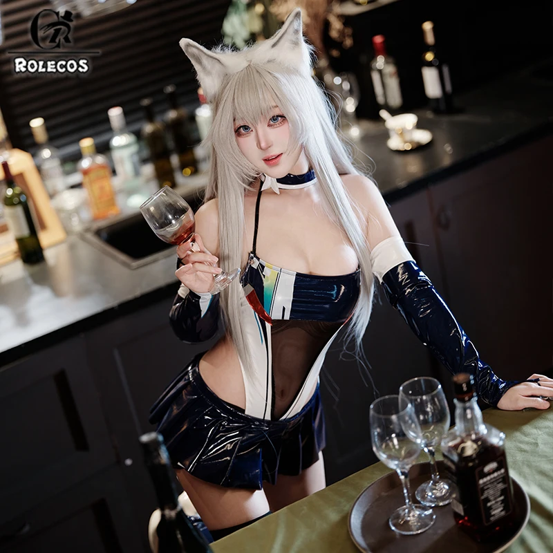 ROLECOS 게임 Azur Lane HMS IJN Shinano 코스프레 의상 레이스 퀸 딥 블러 프리 레이드 슈트 여성 할로윈 파티 롤플레이 점프슈트