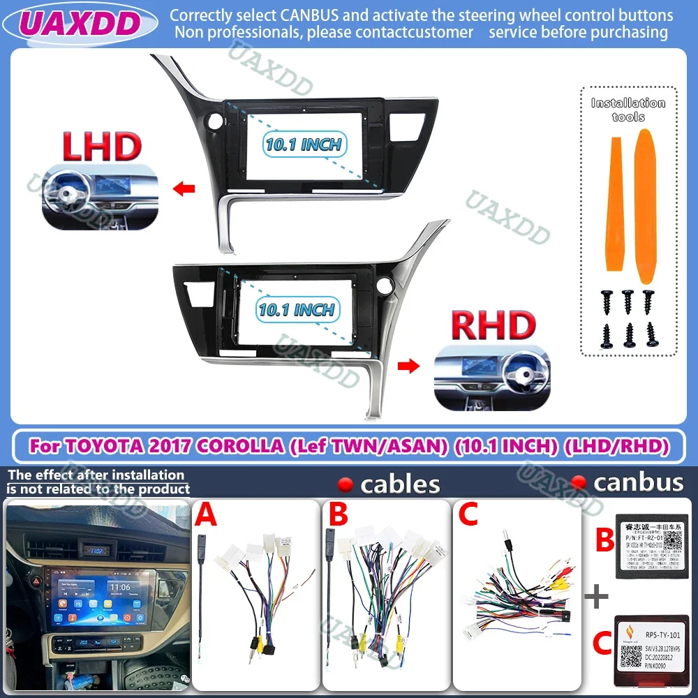 

For 2017-2019 Toyota Corolla Levin 10.1INCH Car Android frame panel fascia cable video harness adapter dashboard decoder canbus