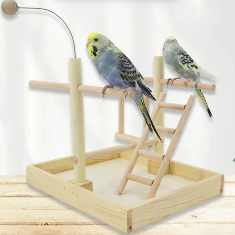 Hotsale Bird Swing Toy Wooden Parrot Perch Stand Playstand With Chewing Beads Cage Playground Bird Swing Toy Wooden Parrot Perch