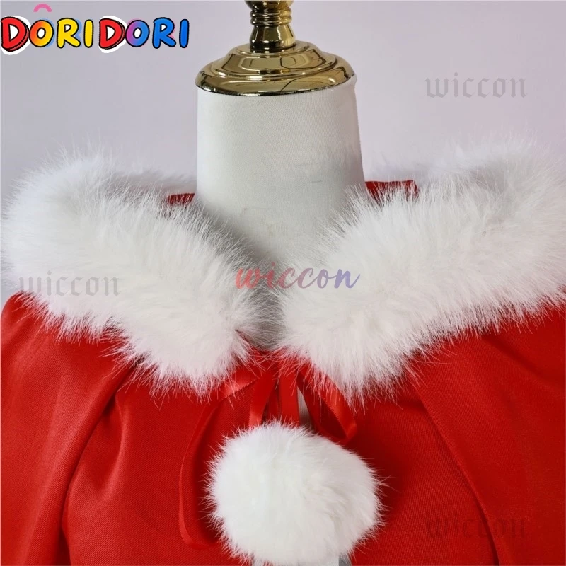 Anime Cindy Lou Cosplay Costume Plaid Dress Red Cloak Blond Wig Women Kids Halloween Christmas Party Gift Suit view 5