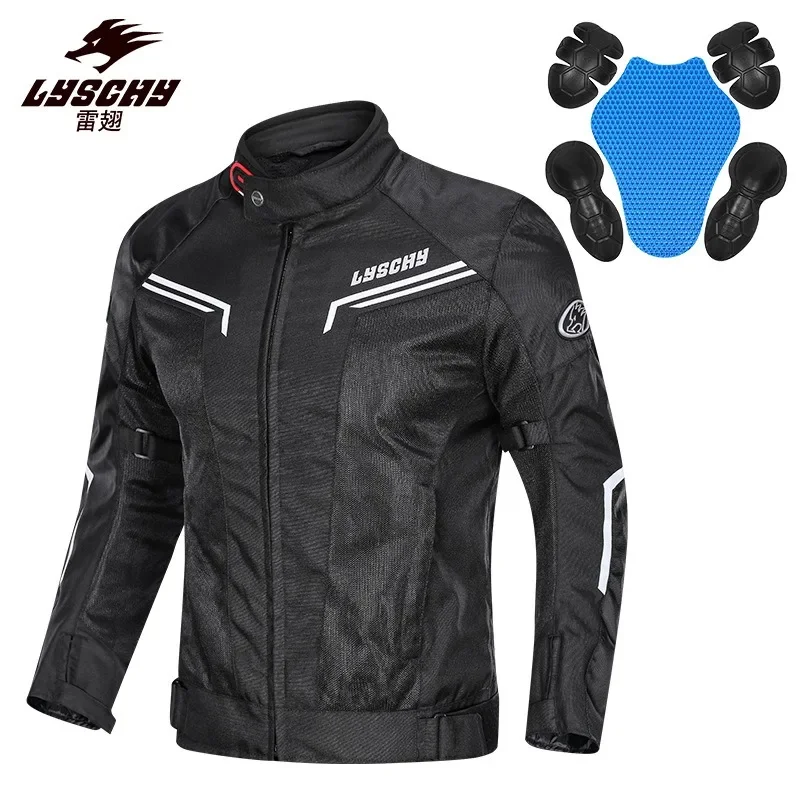 LYSCHY Motorcycle Jacket Summer Mesh Breathable Riding Jacket Men's Anti-drop Motorcycle Equipment CE Protective Gear