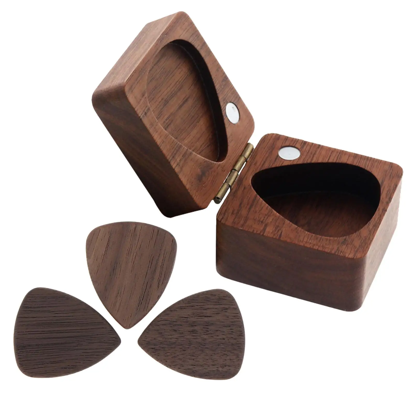 Wooden Guitar Picks Case Collections Durable Handmade with 3 Guitar Picks for