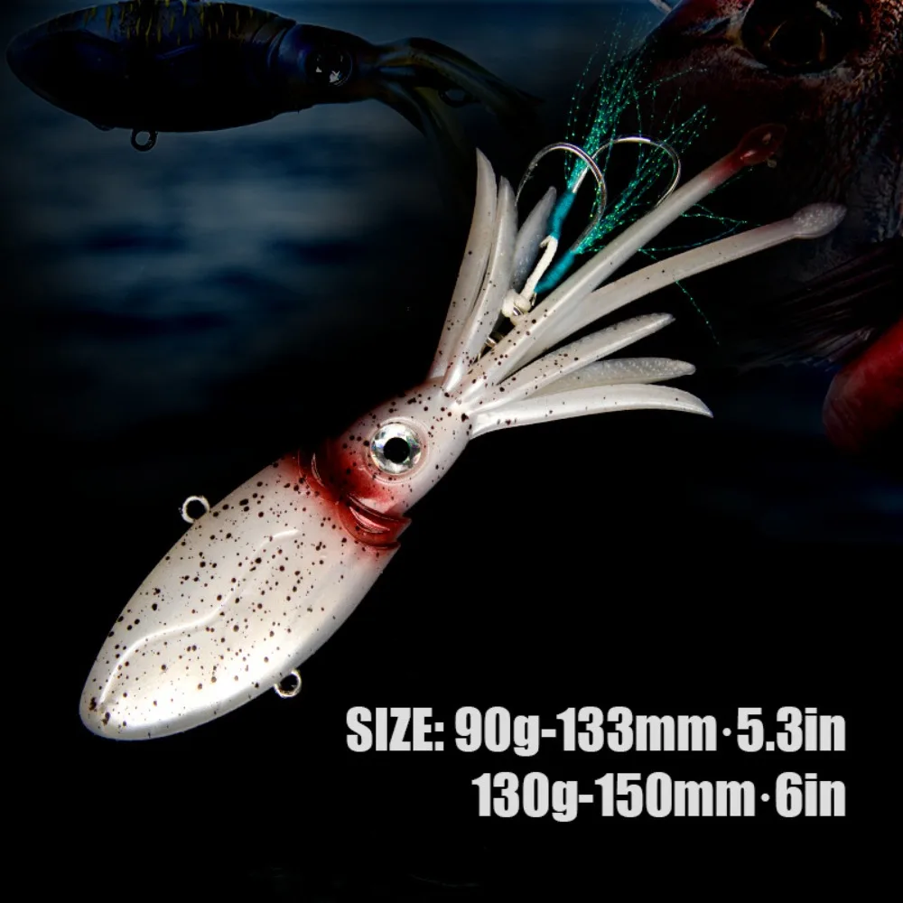 90g-133mm Glow Squid Skirts Lures Soft Rubber Octopus Skirts Fishing Lures Squid Skirts Fishing Bait Luminous Fishing Lures Tool