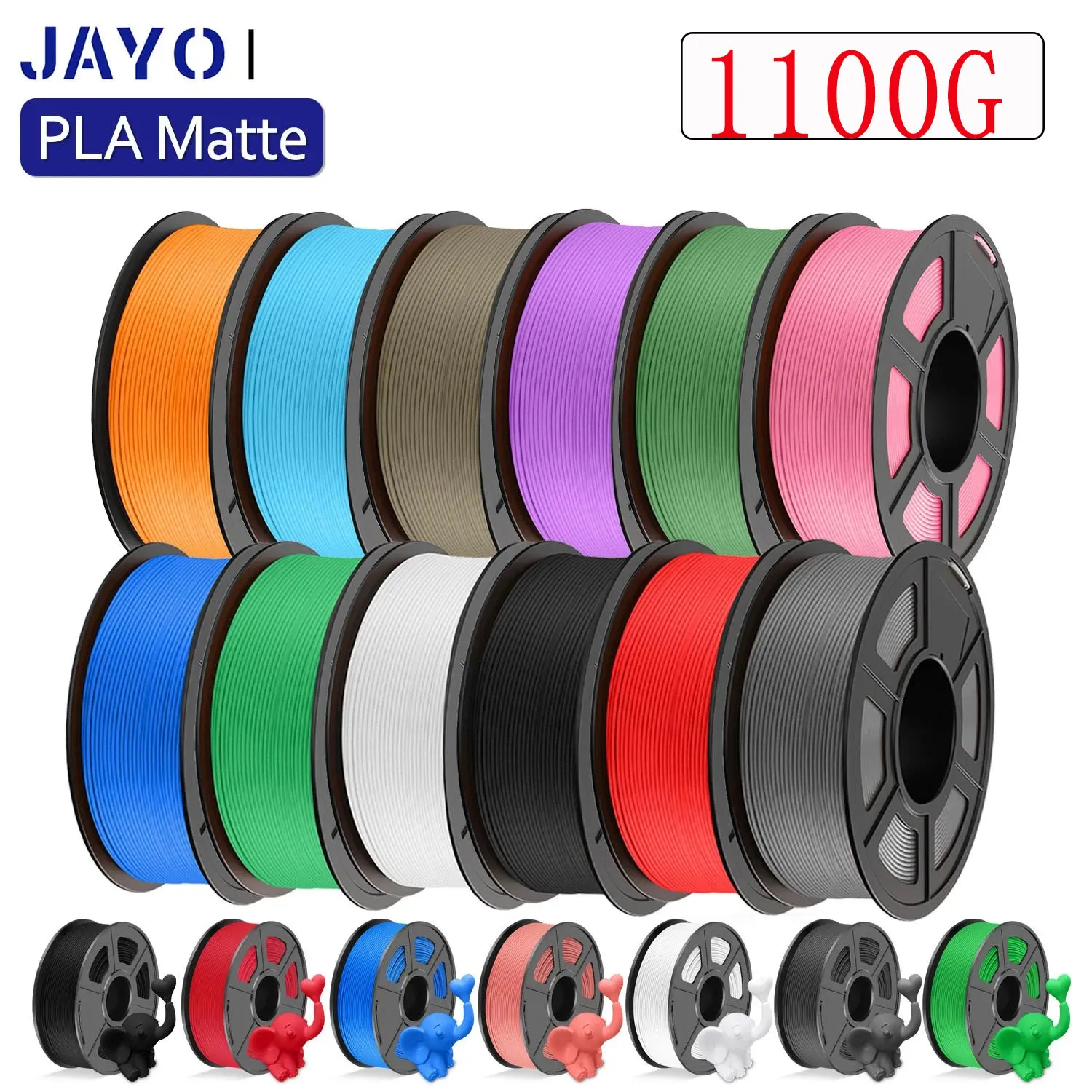 خيوط طابعة JAYO ثلاثية الأبعاد PLA غير لامعة 1.75 مم 1100 جرام خيوط PLA بلمسة نهائية غير لامعة مع طابعة 99٪ FDM ثلاثية الأبعاد