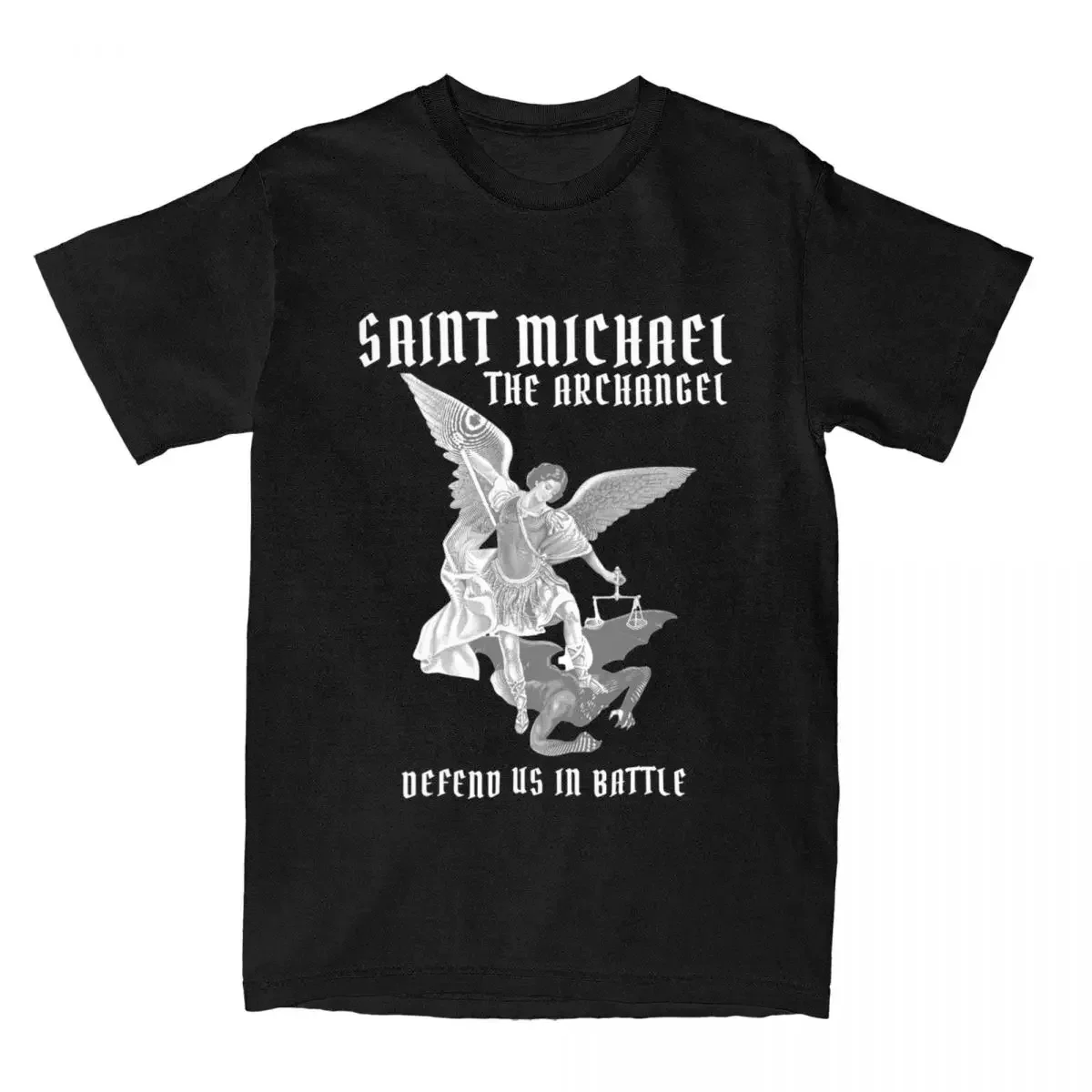 Archangel Saint Michael T Shirts Stuff Men Women's Pure Cotton Vintage St.Michael Pray Tees Short Sleeve Tops Gift