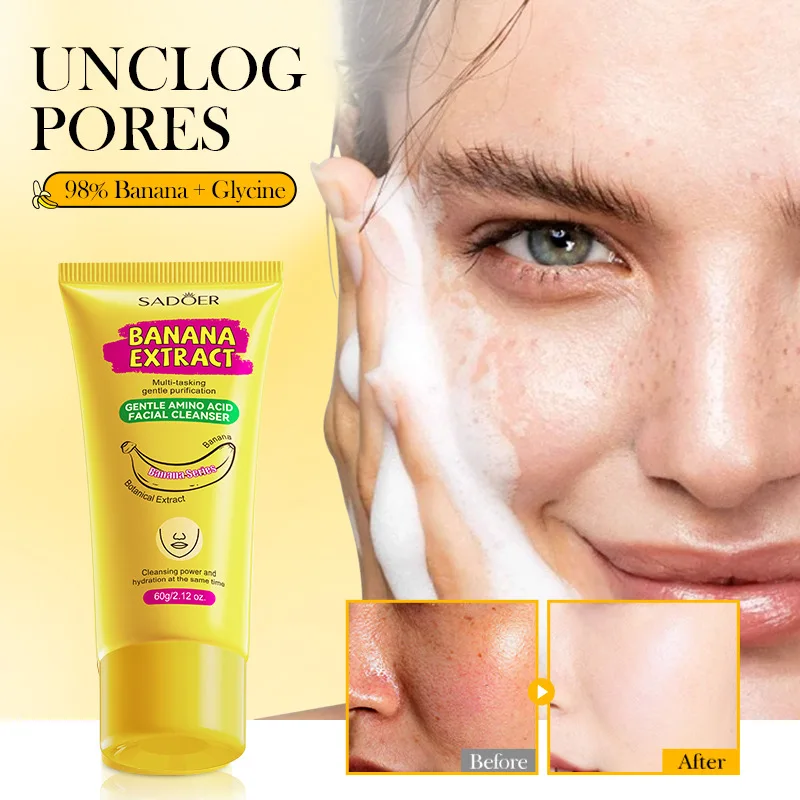 Amino Acid Gentle Facial Cleanser, Banana Extract Deeply Cleanses And Moisturizes Skin, Rich Fragrance, Travel Size.