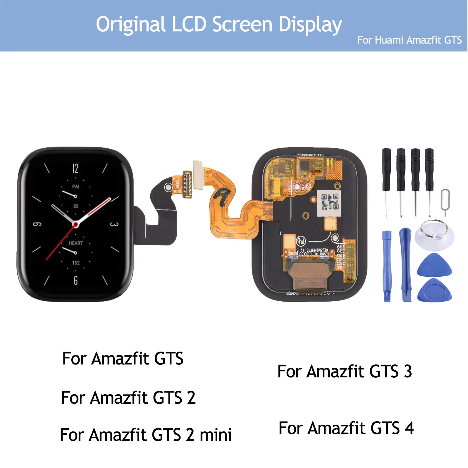 Tela LCD e Digitalizador Completos para Smartwatch Huami Amazfit GTS 2, 2 mini, 3, 4 - Display LCD