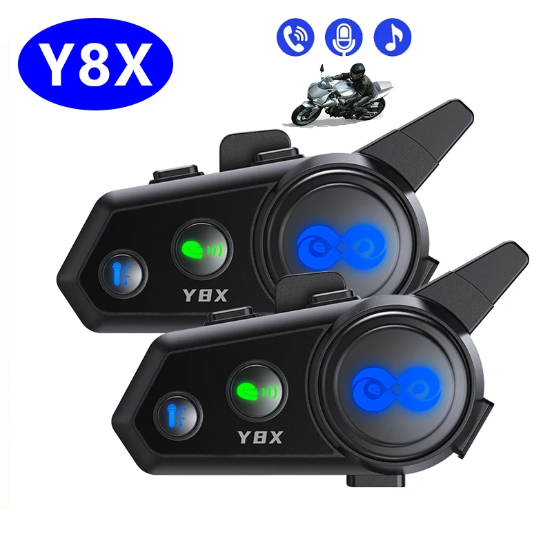 

Y8X Summer Motorcycle Helmet Bluetooth Intercom Headset Mixing Music Sharing Voice Assistant Distance 500M