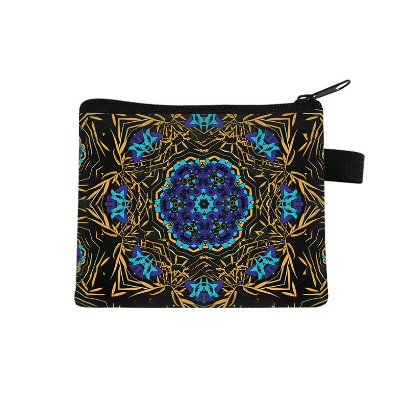 Retro Color Coin Purse Personalized Trend Key Bag Polyester Printed Card Bag With Polyester Storage Bag Card Wallet Custom Bag