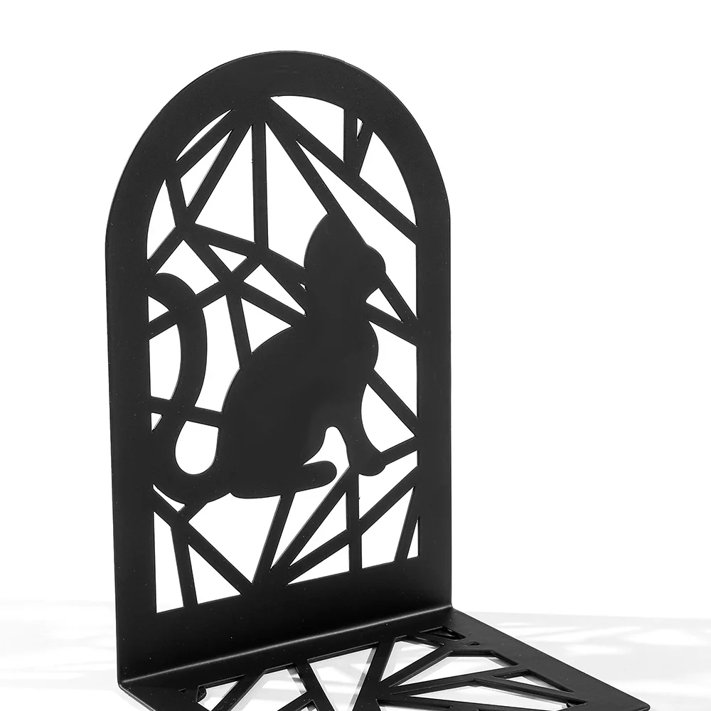 2pcs Black Cat Book Ends Bring Heavy Duty Metal Bookends Office Desktop Home for Book Lovers Gift Office Home Supplies Book Rack